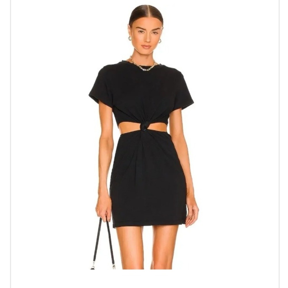 LNA Clothing Devan Twist Tee Dress Black Cutout Mini XS